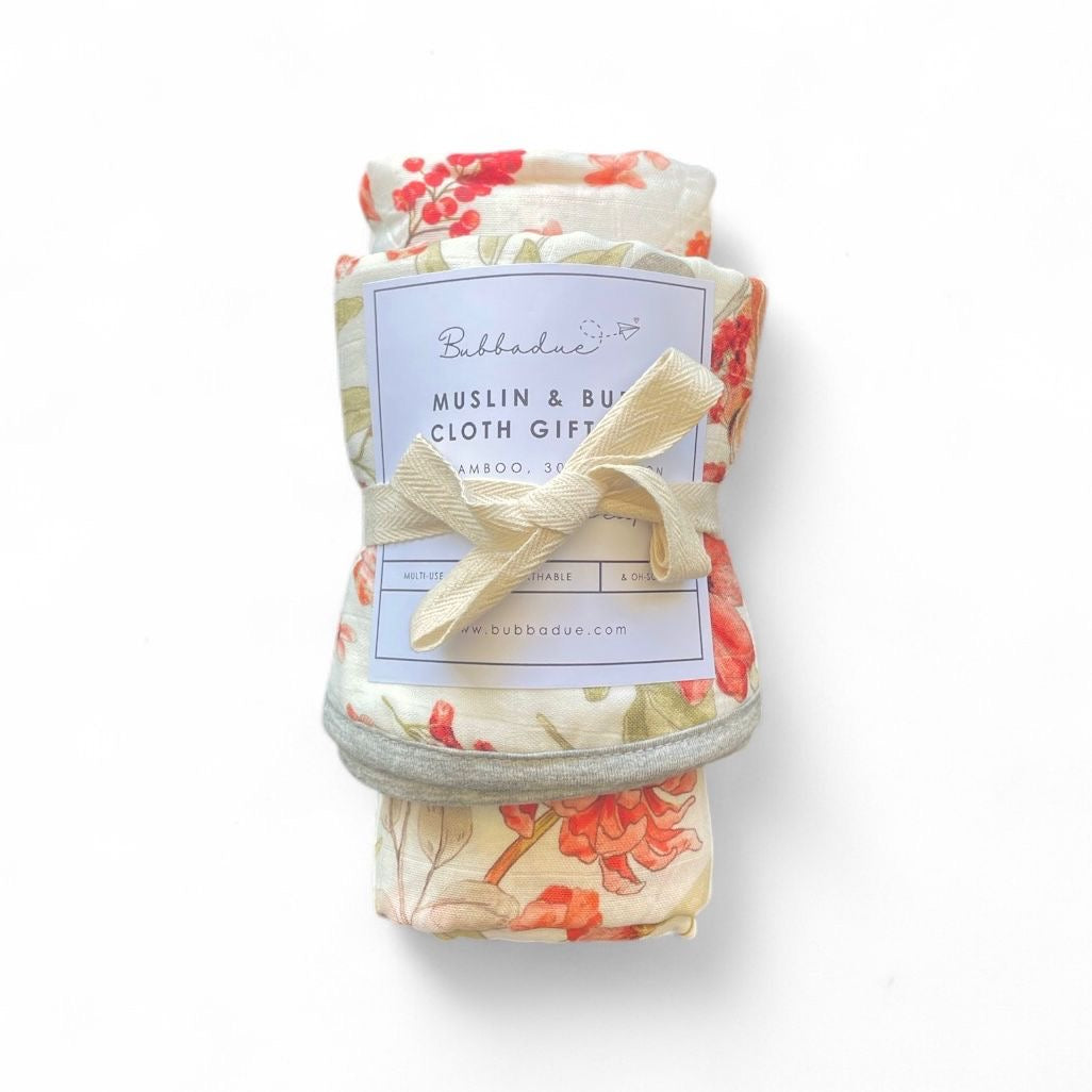 Muslin + Burp Cloth Gift Set - Petal Patch