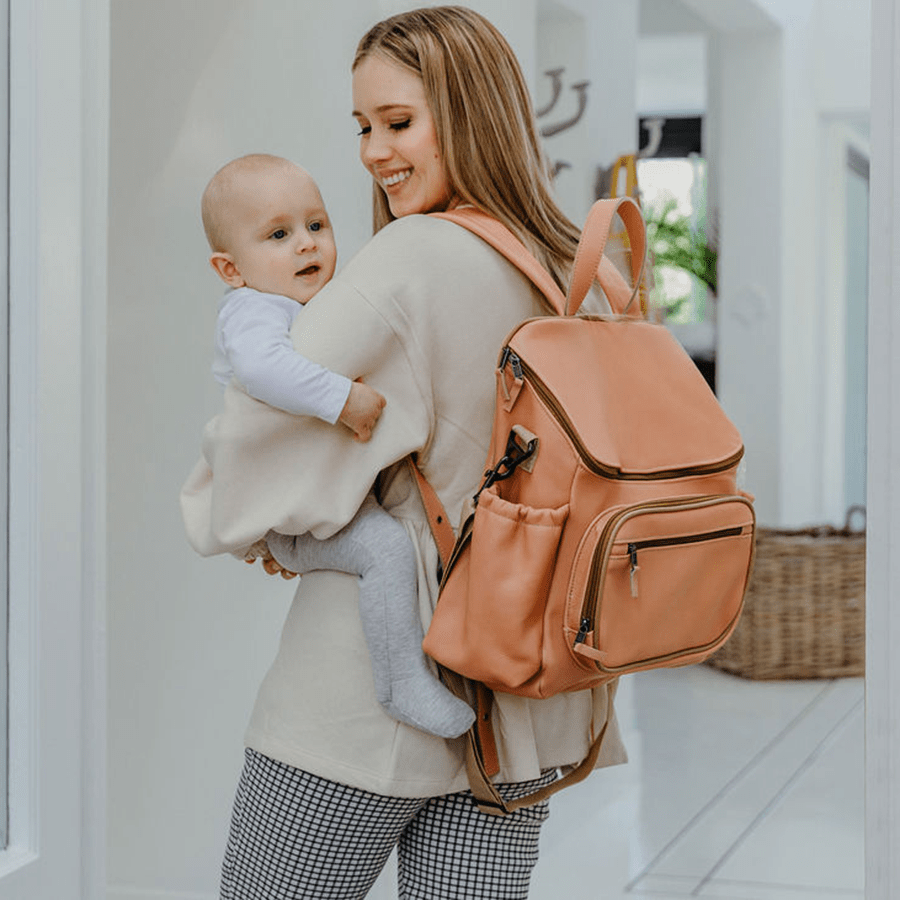 Thandana Baby Changing Backpack - Genuine Leather - Hazelnut