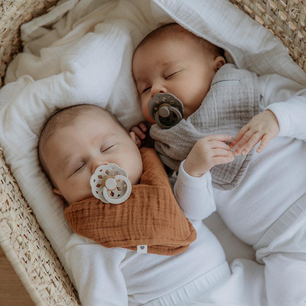 Babies using BIBS Boheme pacifiers.