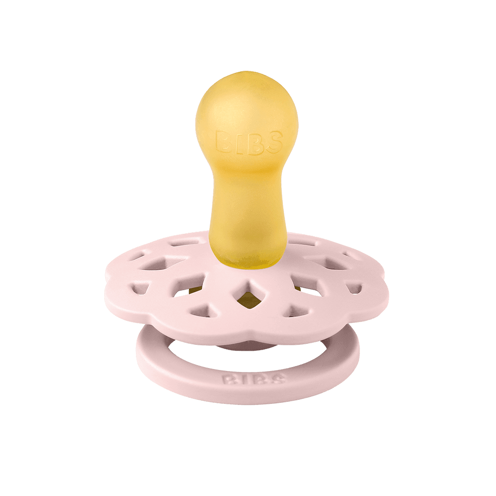 BIBS Boheme pacifier in Blossom with round natural rubber latex nipple.