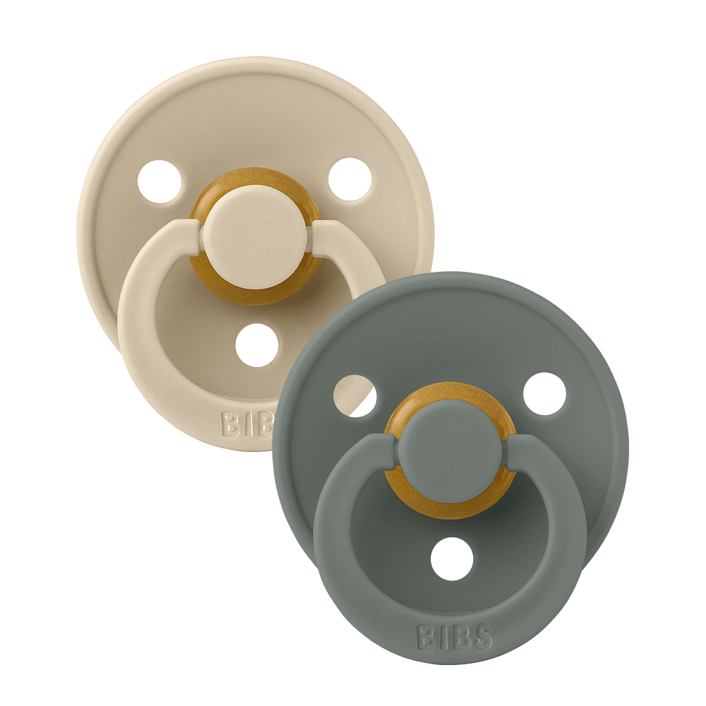 BIBS Colour Pacifiers 2 Pack - Anatomical Vanilla/Pine - Bubbadue