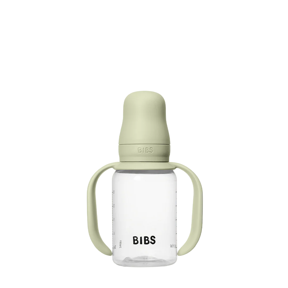 Gnash BIBS Baby Sippy Bottle with sage silicone spout and cap, 150 ml, designed for young children’s feeding.