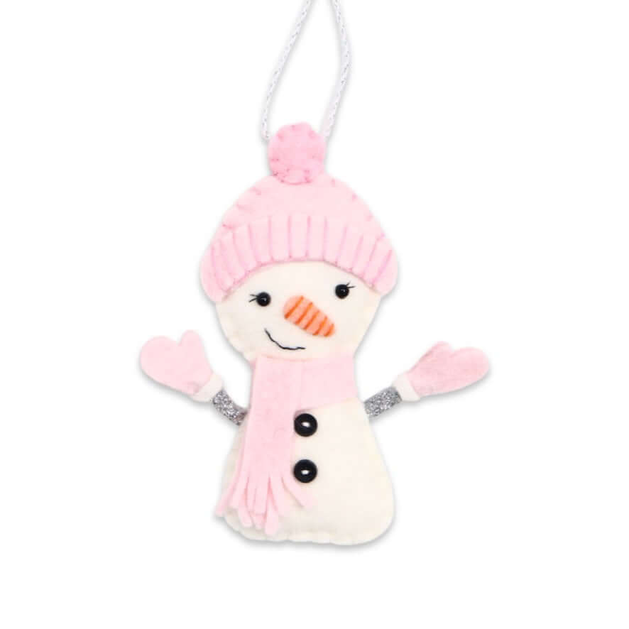 Pink Snowman Tree Decoration - Bubbadue