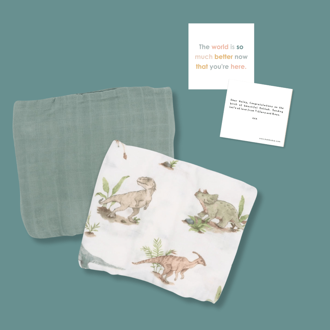 Dinosaur Dreams - Muslin Swaddle Bundle - Bubbadue