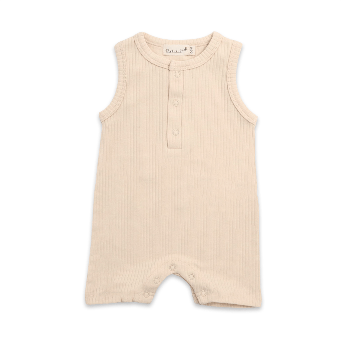 Bubbadue Baby Ribbed Sleeveless Romper - Cream 6-12 Months - Bubbadue