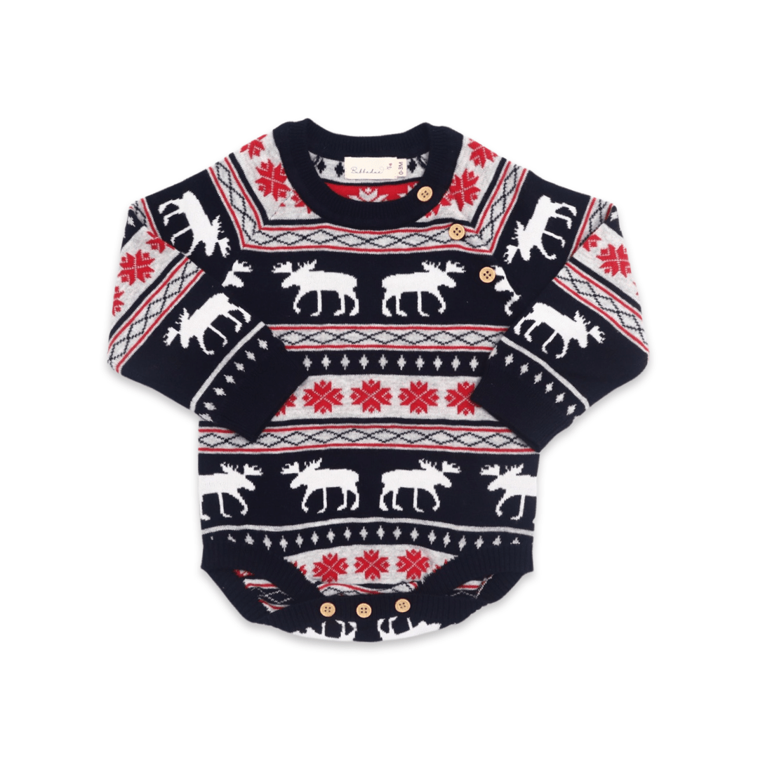 Bubbadue Christmas Knitted Baby Jersey Rompers - Bubbadue