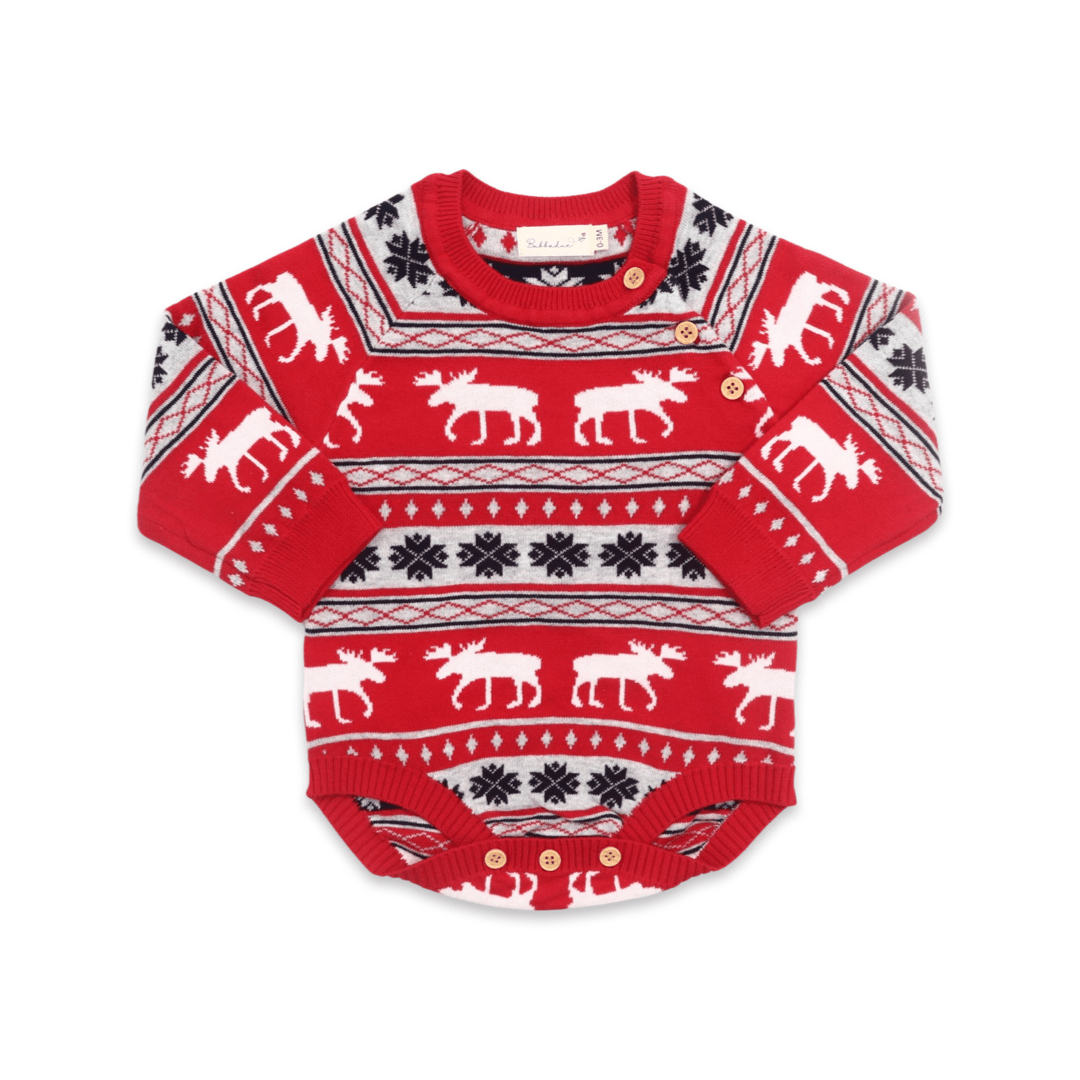 Bubbadue Christmas Knitted Baby Jersey Rompers - Bubbadue