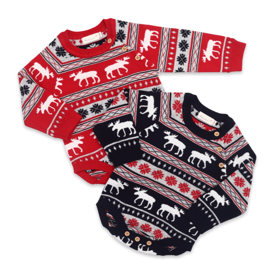 Bubbadue Christmas Knitted Baby Jersey Rompers - Bubbadue