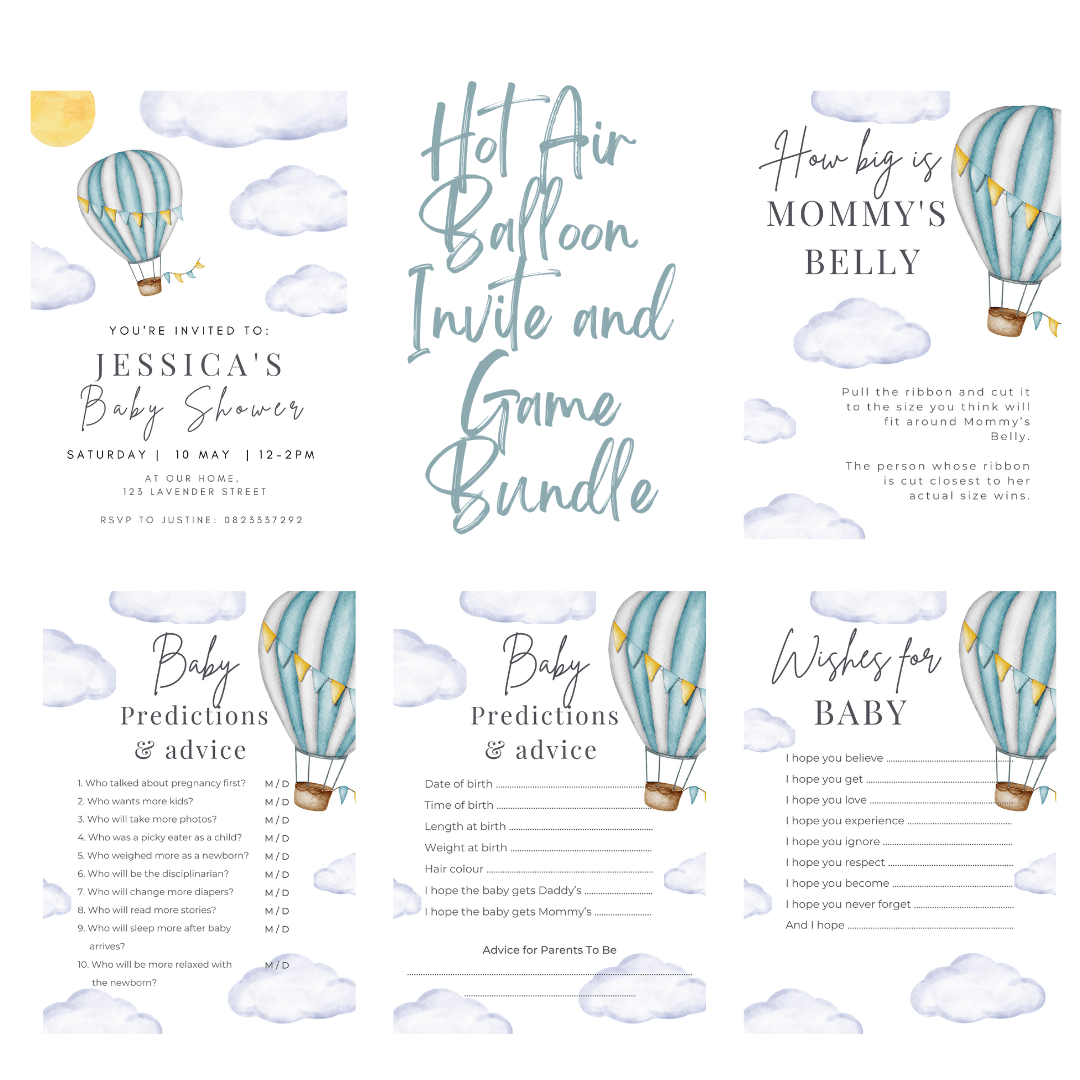 Digital Baby Shower Invitation & Games Bundle - Bubbadue