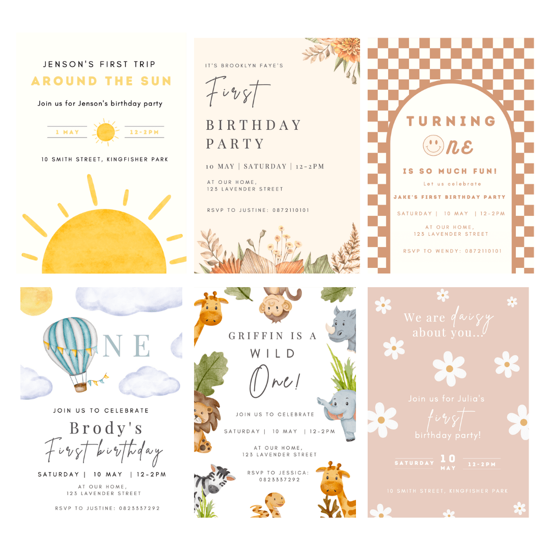 1st Birthday Invitations - Digital - Editable - Bubbadue