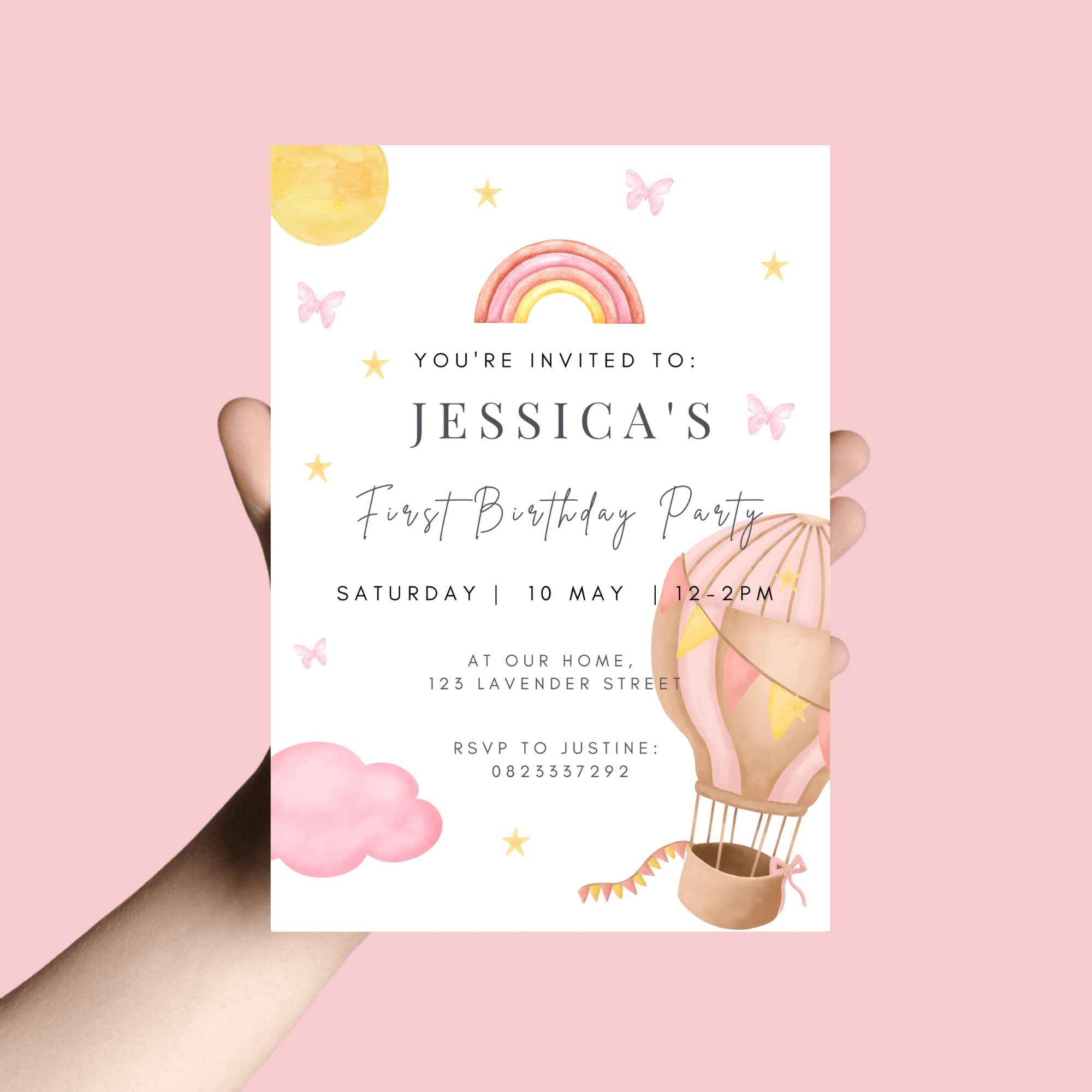 1st Birthday Invitations - Digital - Editable - Bubbadue