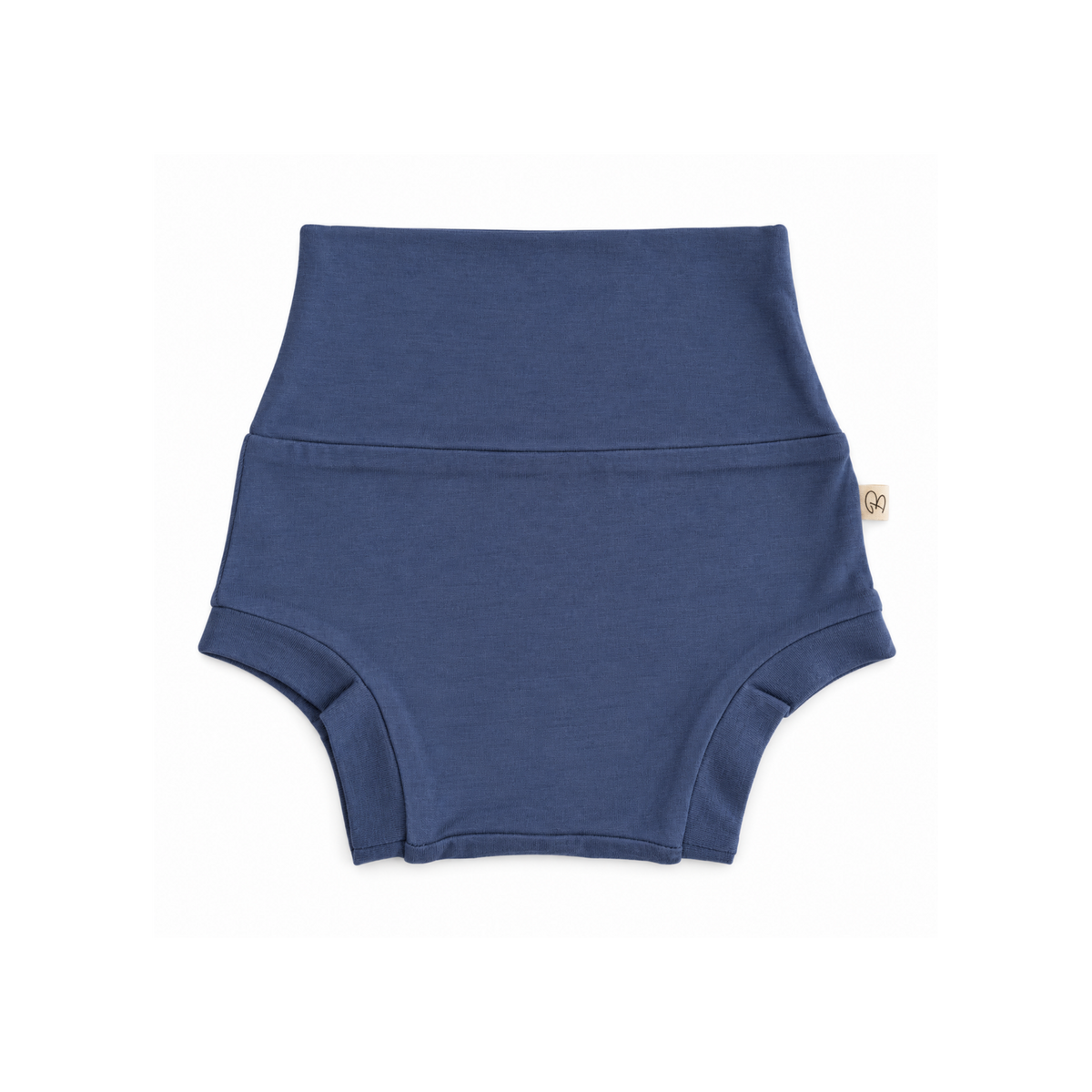 Steel blue BubbaGrow Bloomers from Bubbadue, soft baby clothing with elastic waistband and comfortable fit.