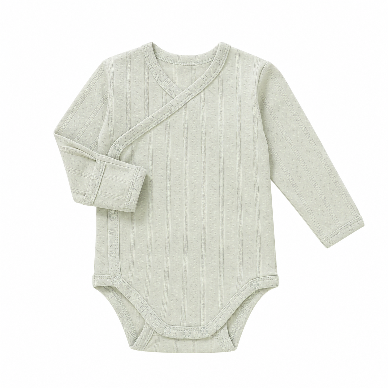 Haven Pointelle Kimono Vest in Sage, laid flat