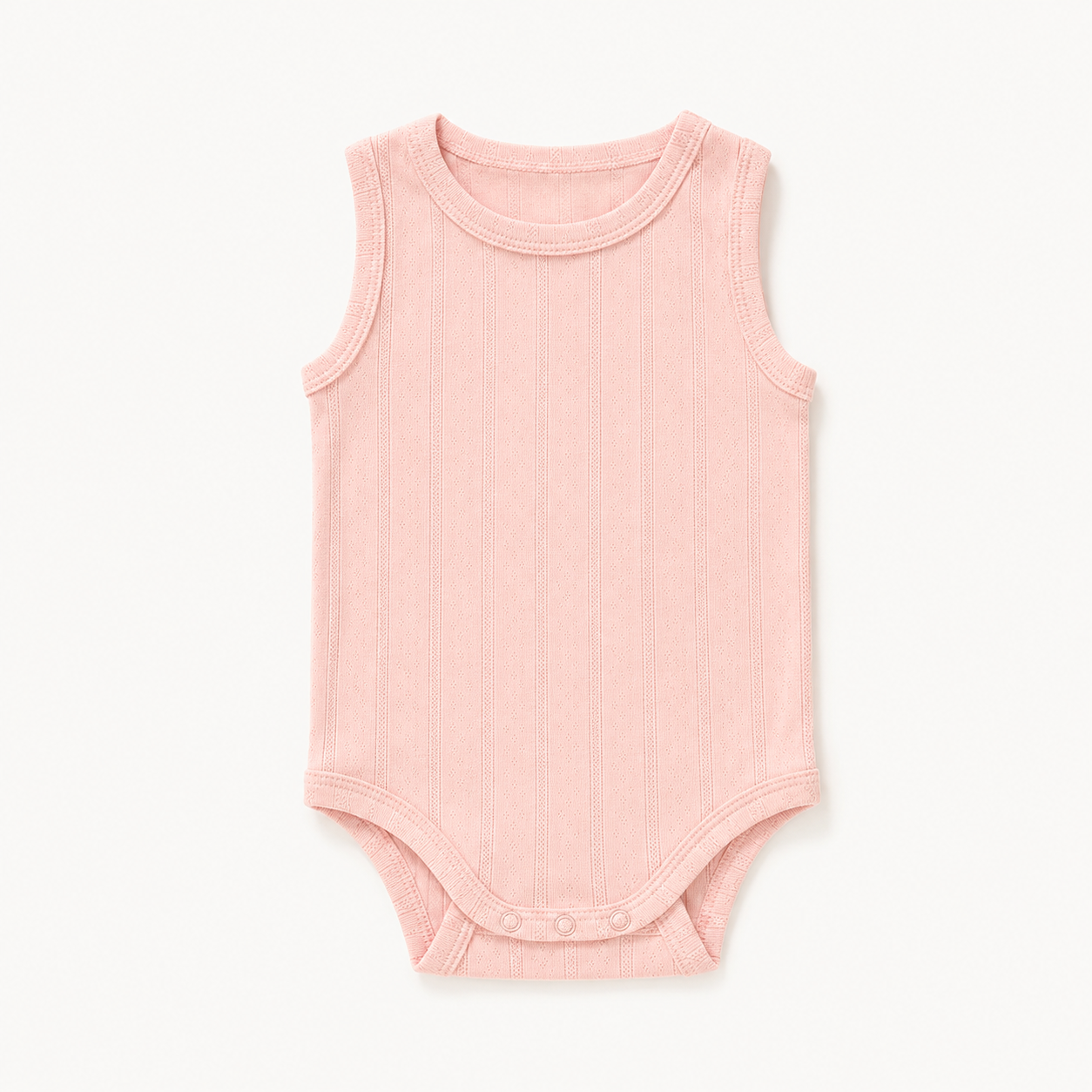 Haven Pointelle Vest in Blush, laid flat