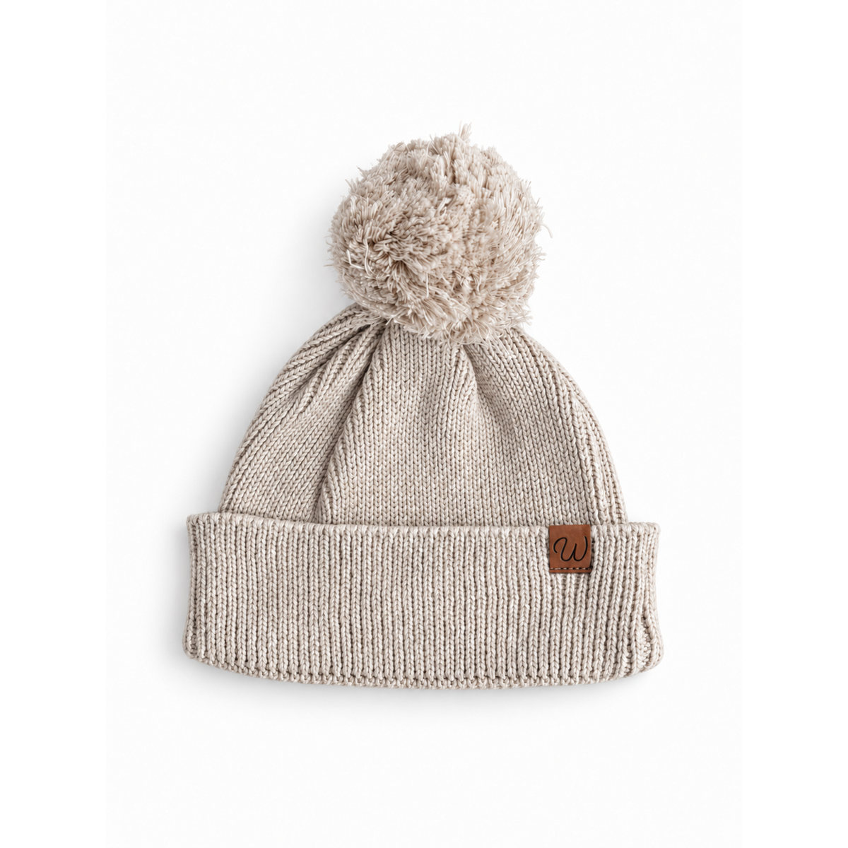 Ribbed Knitted Beanie (0-6 Months) - Biscuit