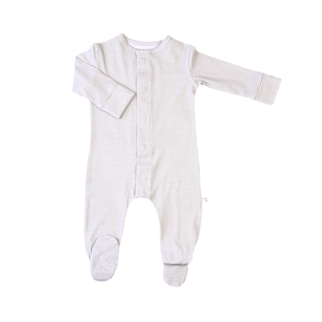 Magnetic Baby Romper - Oat Striped - Bubbadue