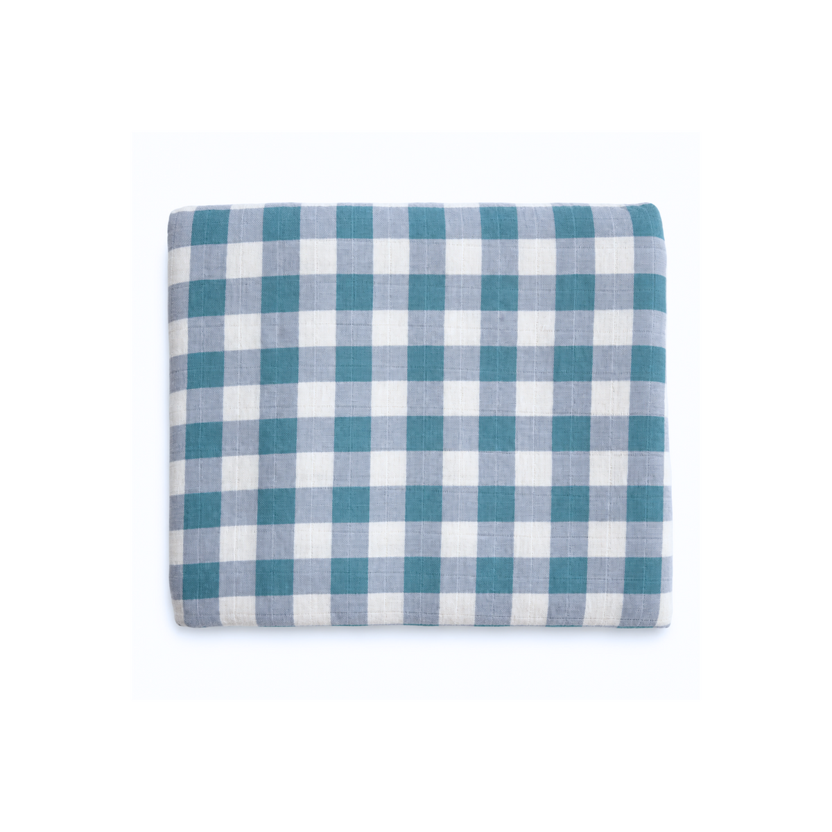 Blue checked Bubbadue baby muslin blanket with soft, lightweight fabric perfect for gentle comfort and everyday use.