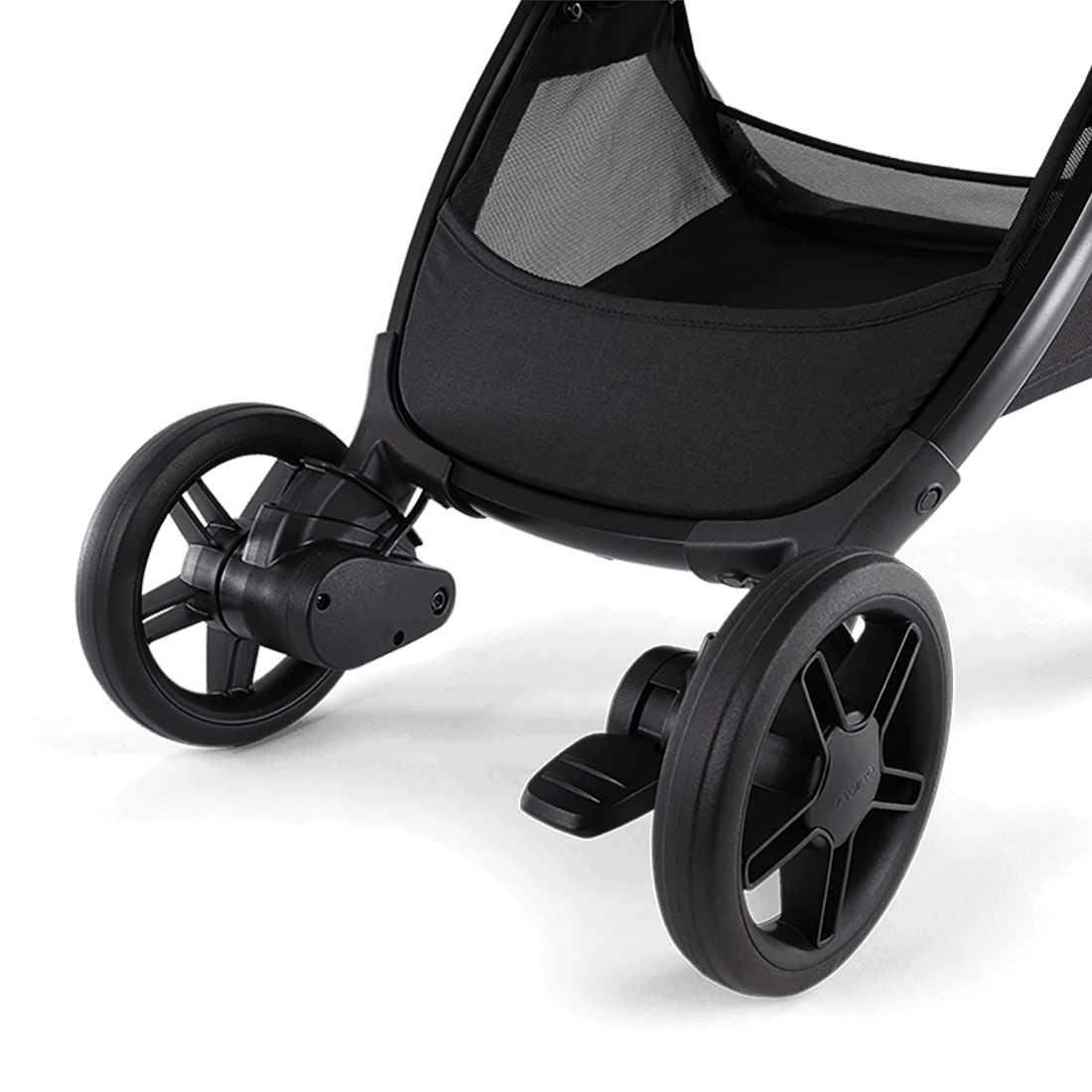 Nuna VIAA cabn Cabin Stroller in Caviar with spacious storage basket
