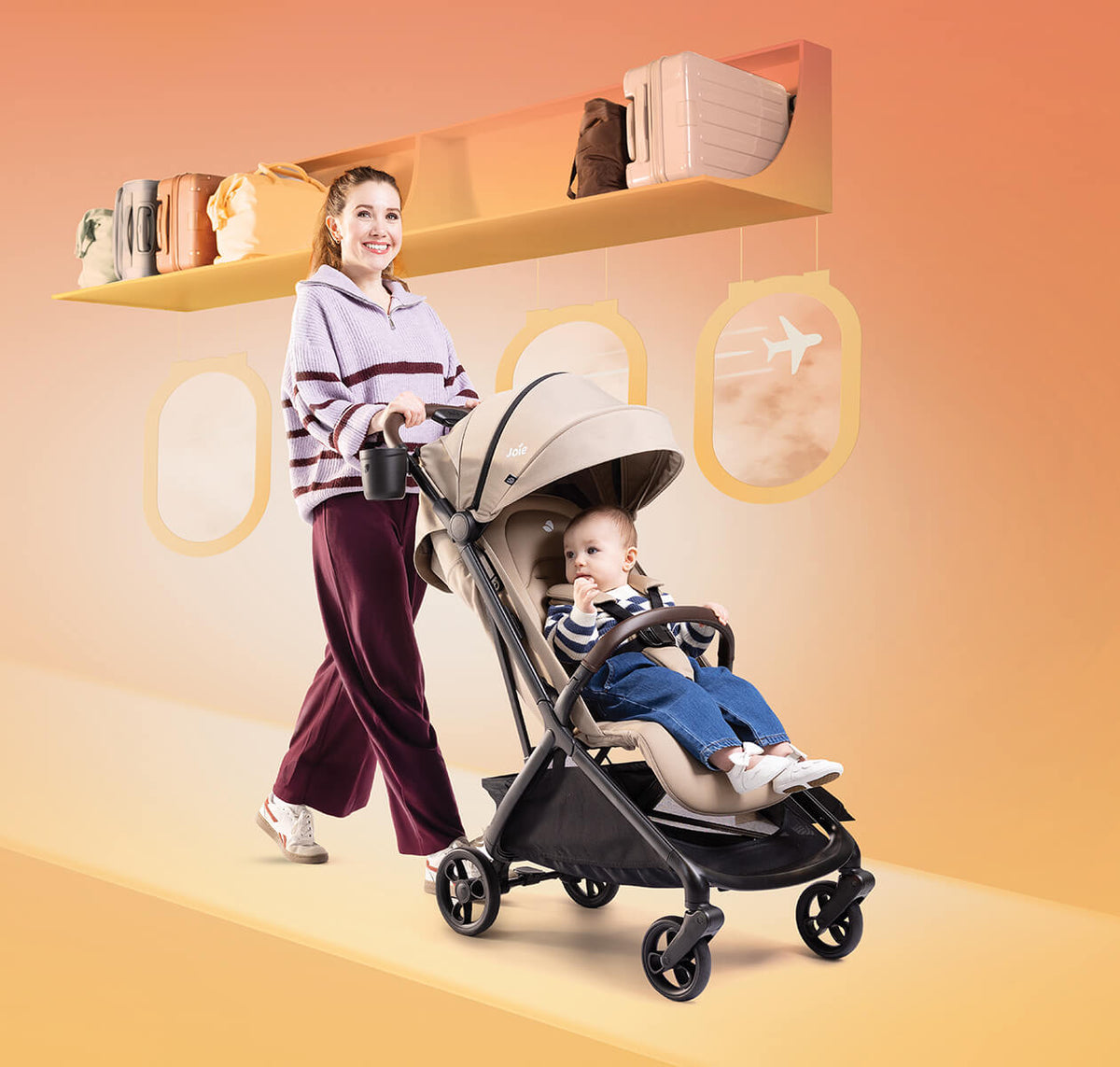 Joie Porto stroller at the airport