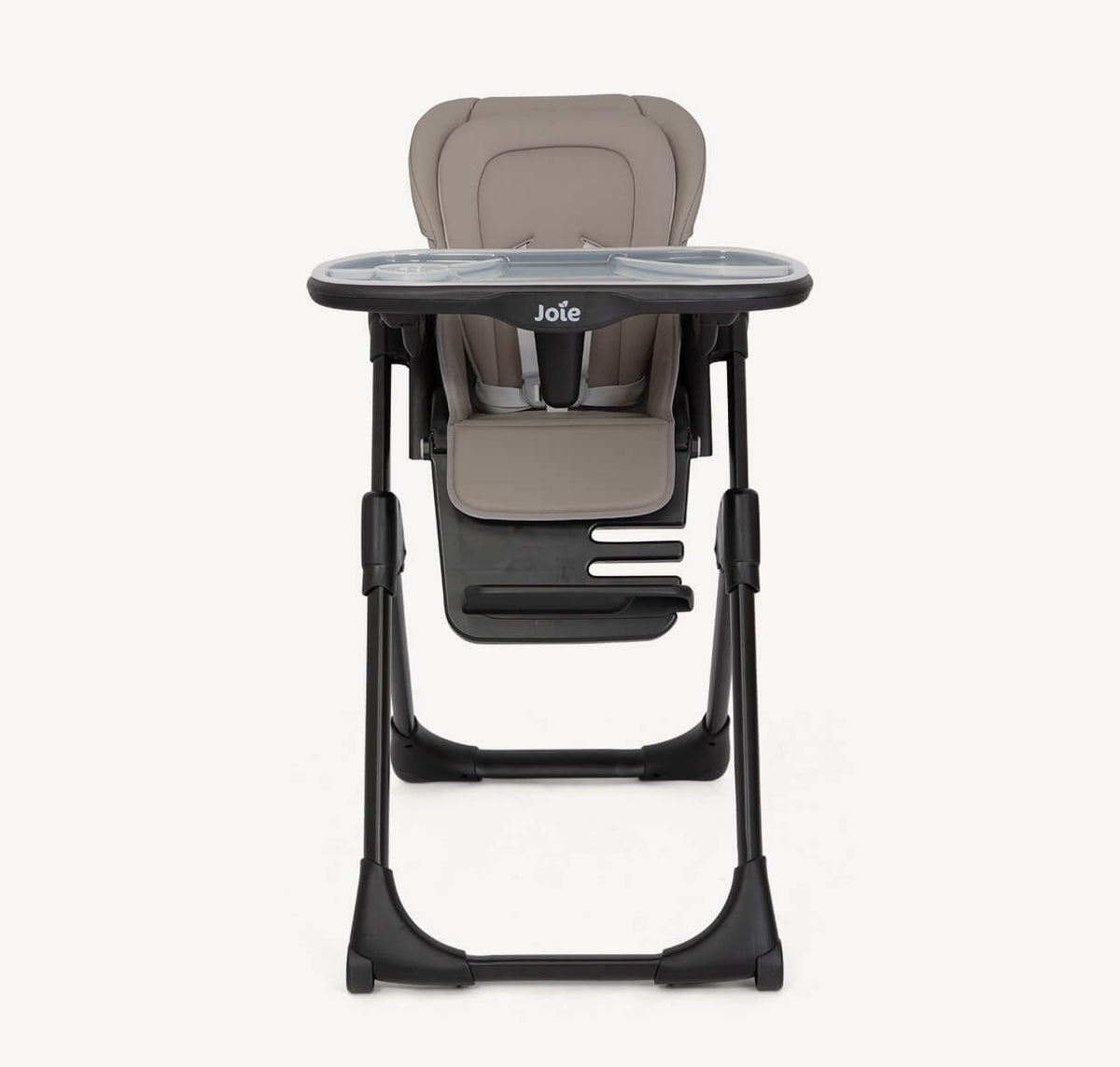 Joie Mimzy Recline From-Birth High Chair in Hazelnut with adjustable recline and padded seat for comfort.
