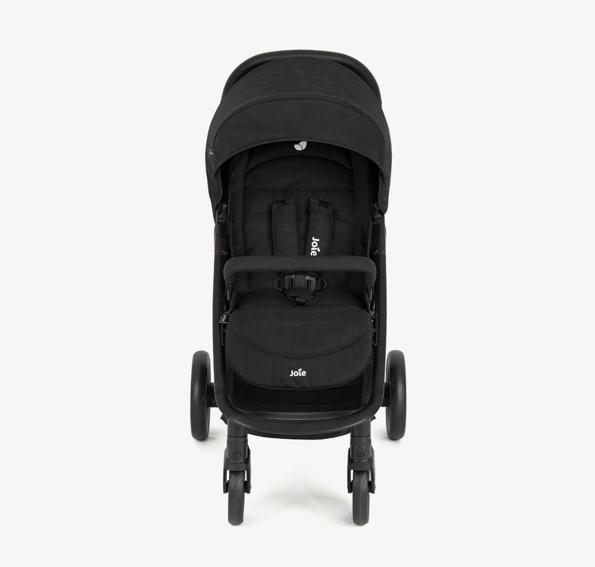 Joie Litetrax travel system with i-Snug 2 infant car seat in shale color, featuring stroller frame and adjustable handlebar.