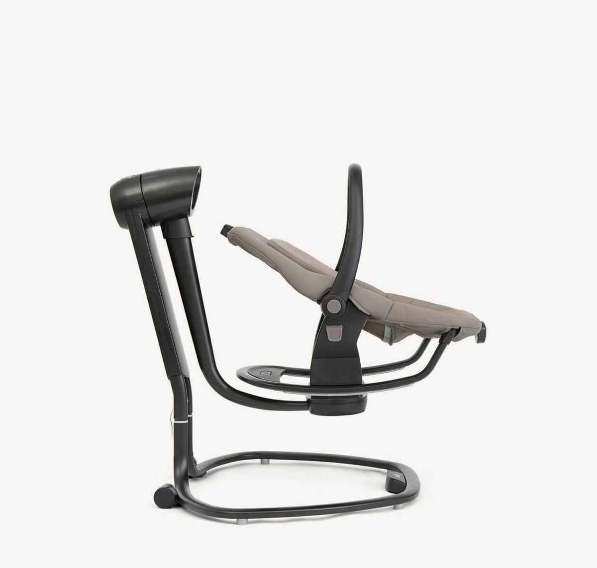 Joie Serina 2-in-1 baby bouncer and rocker in Hazelnut, featuring a side profile view with soft fabric and adjustable frame.