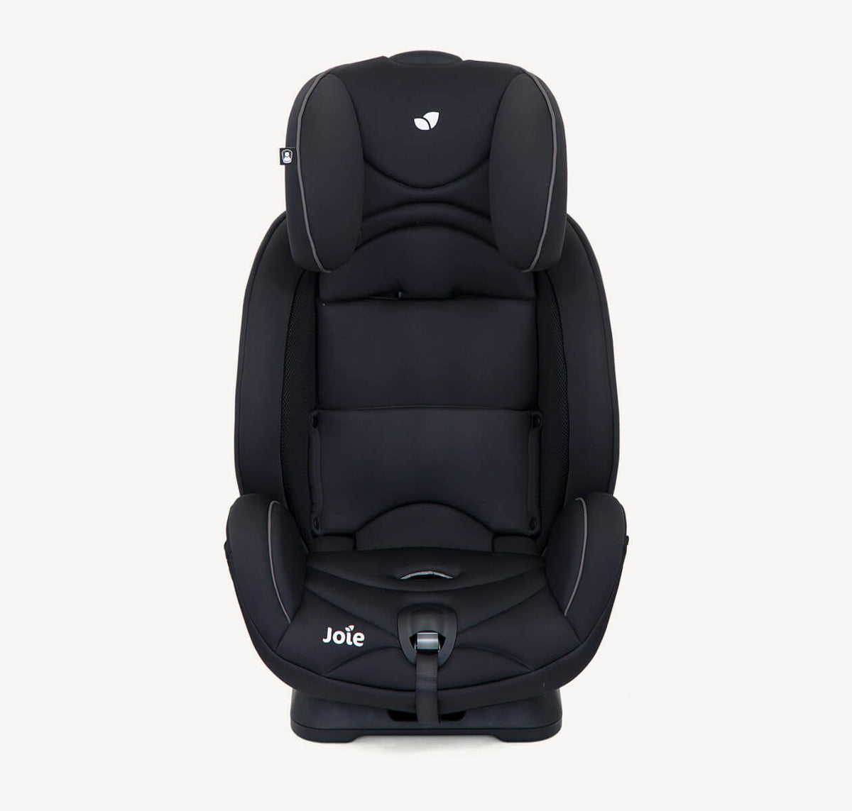 Joie Stages convertible car seat in coal fabric with headrest extended, designed for toddler and child safety and comfort.