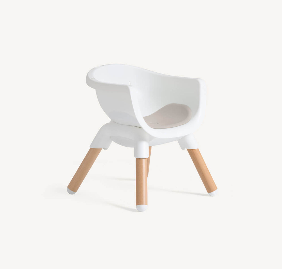 Joie Chestnut Mocha high chair for toddlers, featuring multi-mode design, shown from a right angle with a sturdy build and comfortable seating.