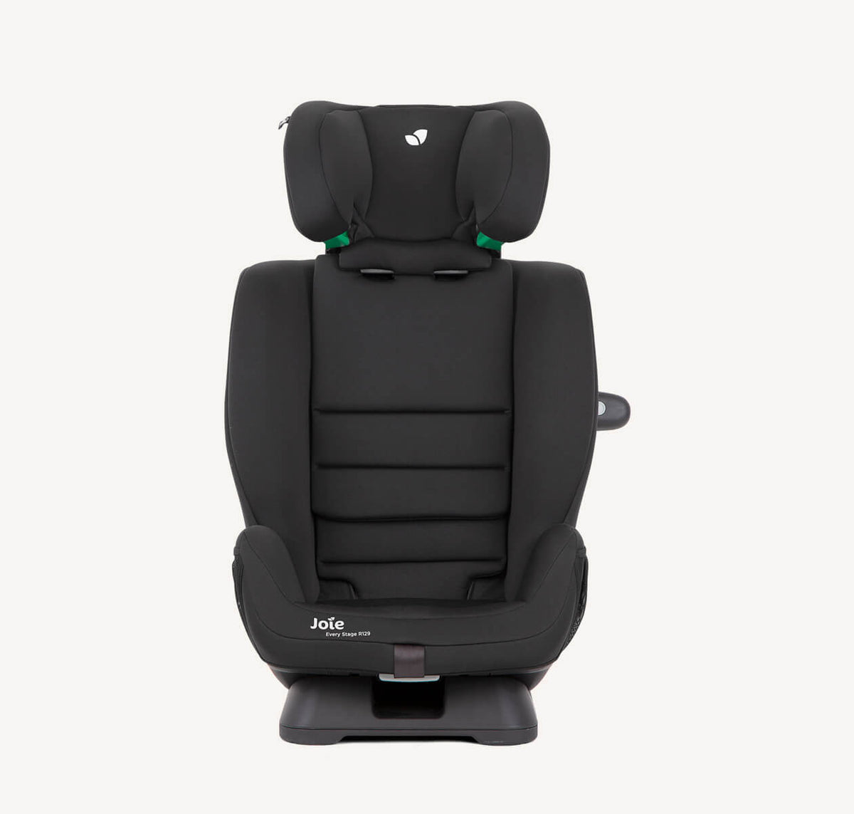 Joie Every Stage R129 car seat in Shale with adjustable headrest and extended harness, suitable for toddlers and children.