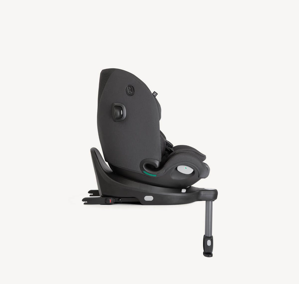 Joie i-Spin 360 Max spinning car seat with canopy in Mercury Mesh, right profile view showing fabric and safety features