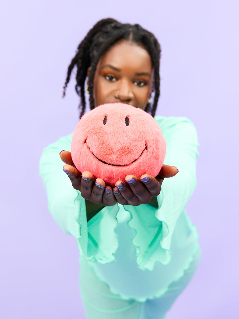 Smiley ECO Fuzzy Plush (13cm) - Bright Coral
