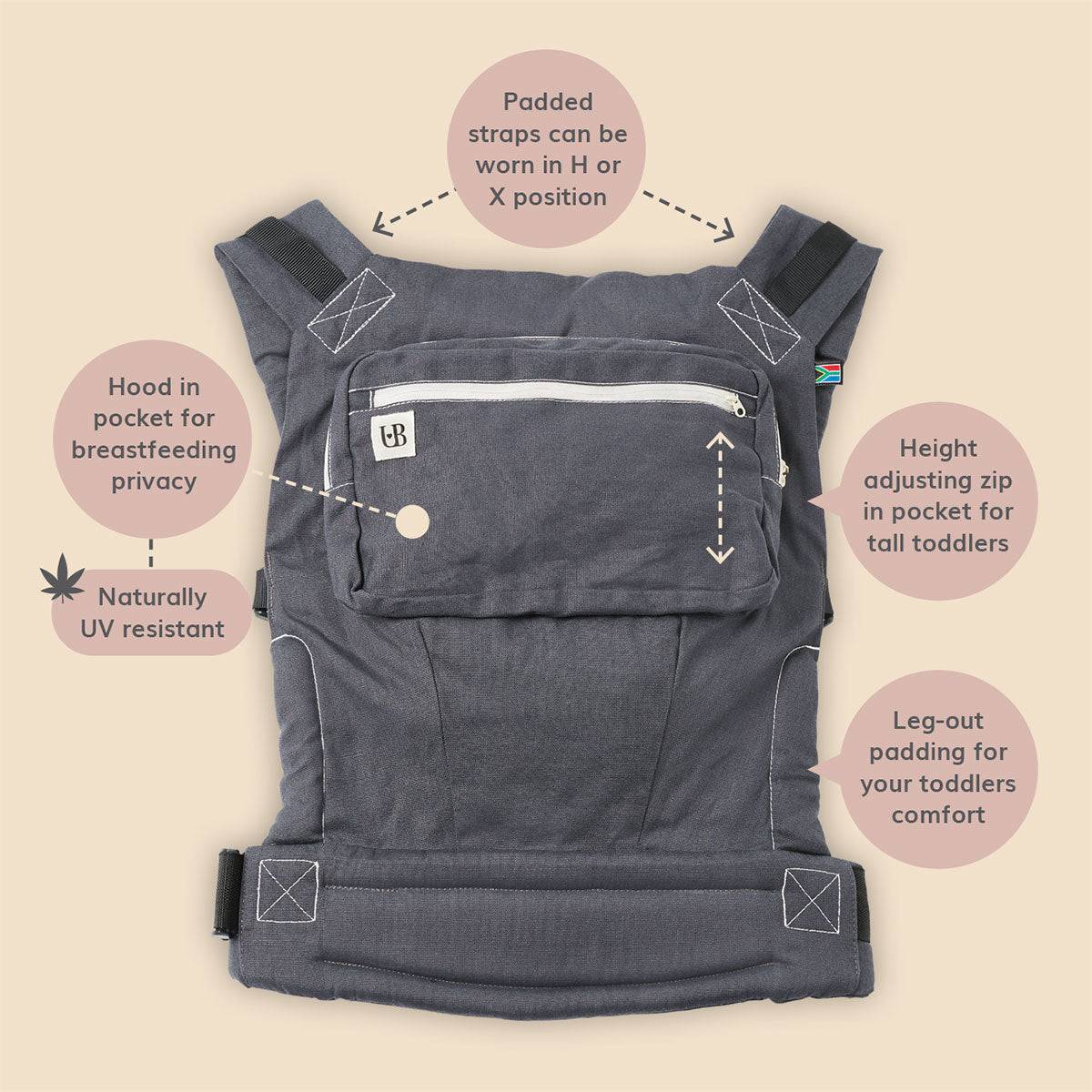 Organic Hemp Baby Carrier 9 Months+ / 20kg - Bubbadue