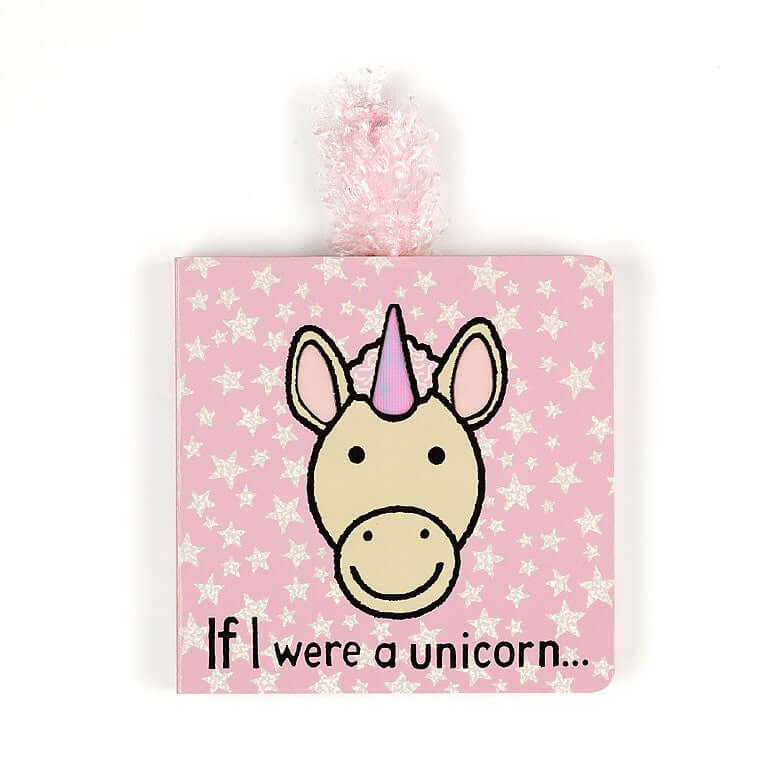 If I Were A Unicorn Book - Jellycat Sparkles, stars and soft pink fur! Come for a ride through the enchanted forest with the If I Were A Unicorn Book. A magical way to teach storytelling, this candy pink board book is bursting with charm! Would-be wizards can imagine their own world, inspired by that fluffy tail and glittery horn. (English written language) SAFETY & CARE Tested to and passes the European Safety Standard for toys: EN71 parts 1, 2 & 3, for all ages. Suitable from birth. Made from 100% paper b