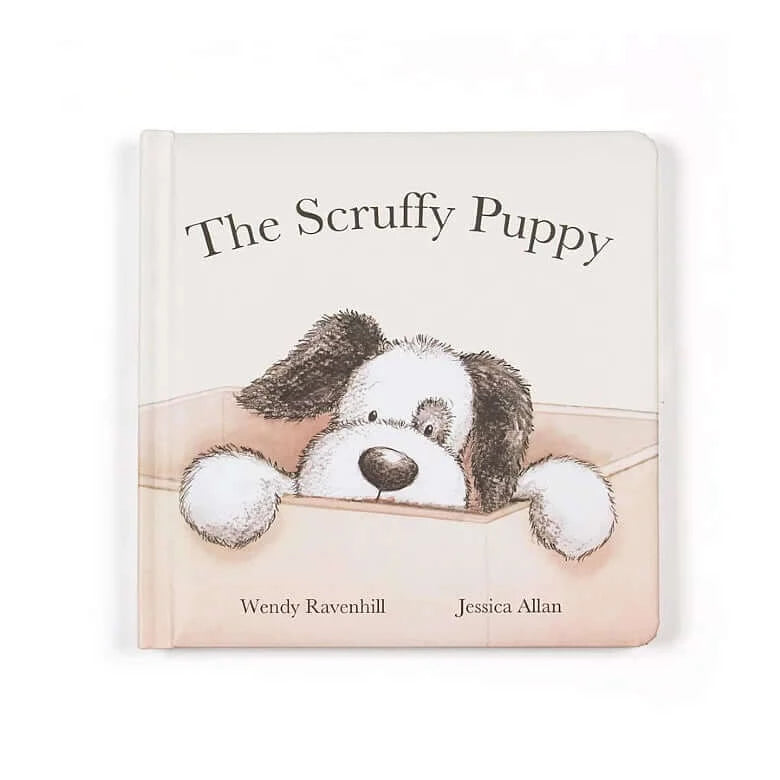 Scruffy Puppy Book - Jellycat Don't judge a pup by his cover! It's not much fun being The Scruffy Puppy. The other toys just see his worn fur and chewed ear. But when they learn why Puppy is scruffy, they soon realise what a hero he is. A beautiful padded hardback book, The Scruffy Puppy looks at love and loyalty. (English written language) SAFETY & CARE Hardback book. Made from 100% paper board. Wipe clean only. Scruffy Puppy Book - Jellycat Don't judge a pup by his cover! It's not much fun being The Scruf