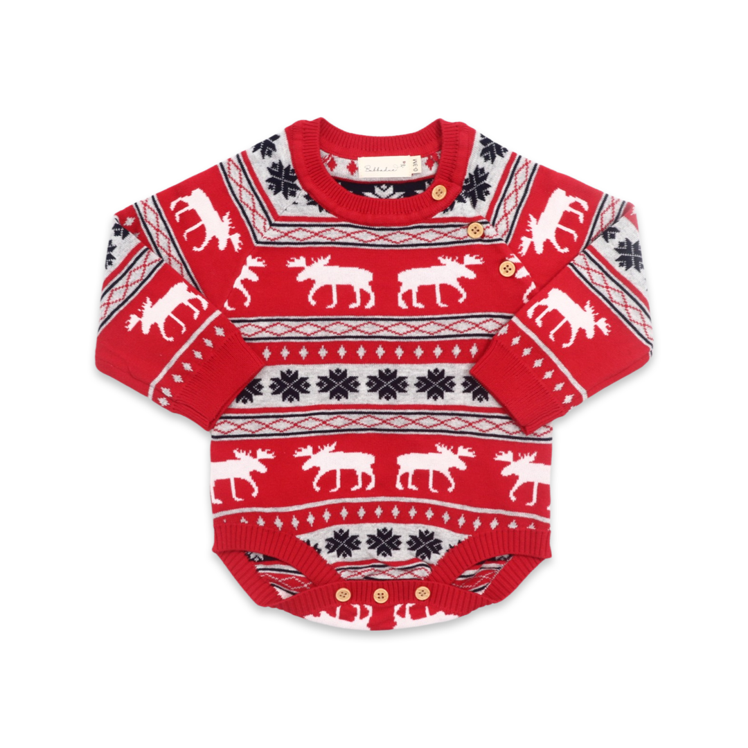 Bubbadue Christmas Knitted Jersey Rompers - Bubbadue
